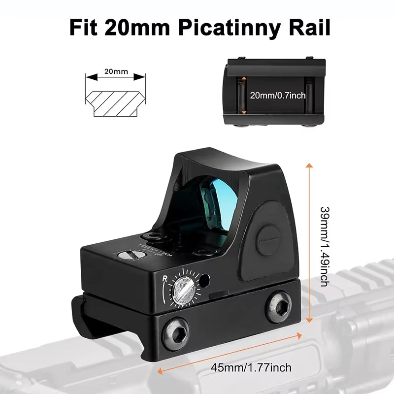Mini MR Red Dot Sight Collimator Rifle Reflex Sight Scope Fit 20Mm Rail for Airsoft / Hunting Rifle