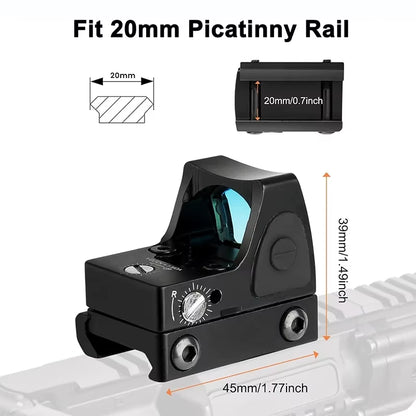 Mini MR Red Dot Sight Collimator Rifle Reflex Sight Scope Fit 20Mm Rail for Airsoft / Hunting Rifle