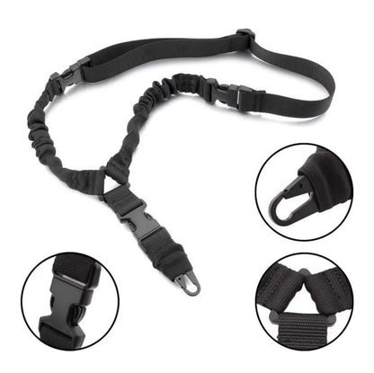 Tactical Single Point Rifle Sling - Adjustable Outdoor Military Gun Sling with Elastic Bungee