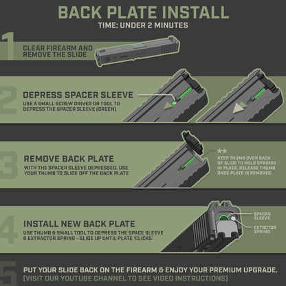Brass CNC Slide Back Plate for Glock Gen 1-5 Compatible 3D Engraved Milspin